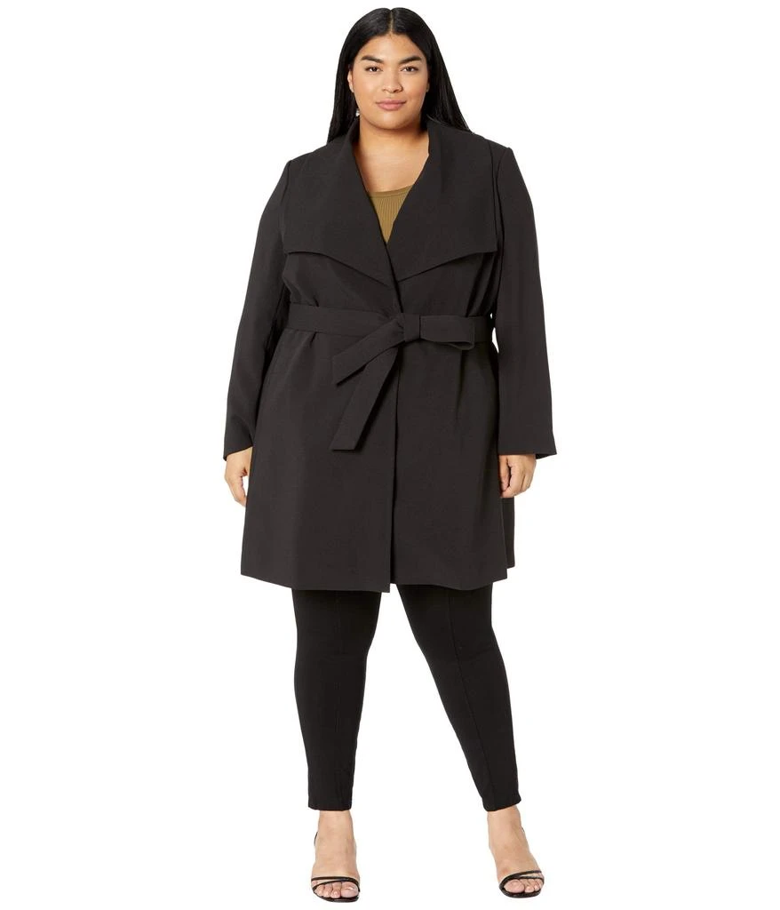 商品Ralph Lauren|Plus Size Front Wrap Crepe Dress Coat,价格¥708,第1张图片