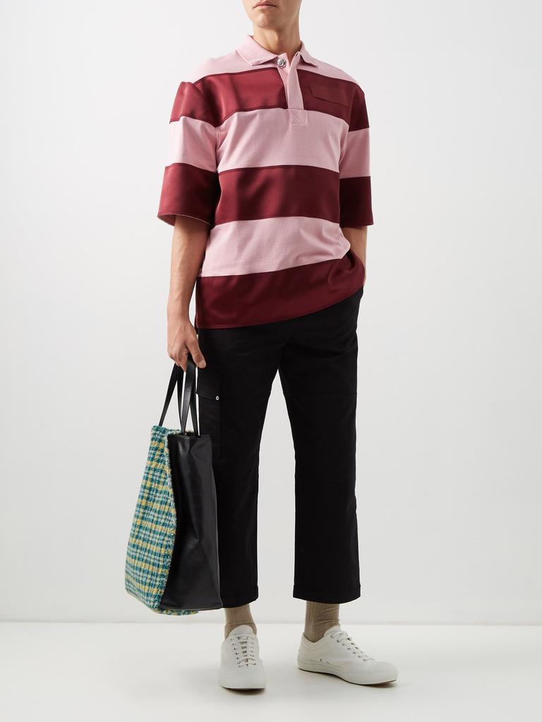 Oversized striped organic-cotton polo shirt商品第2张图片规格展示