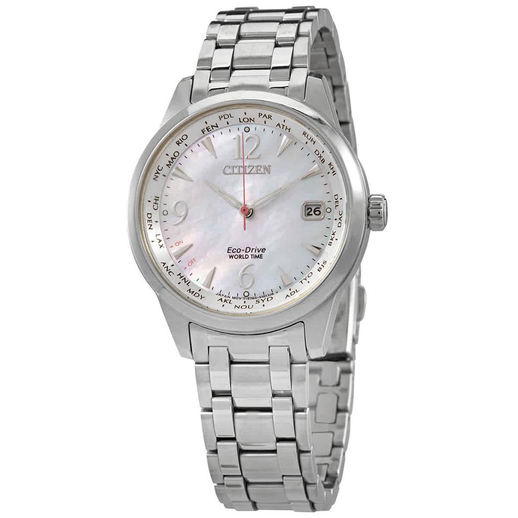 Citizen World Time Mother of Pearl Dial Ladies Watch FC8001-87D商品第1张图片规格展示