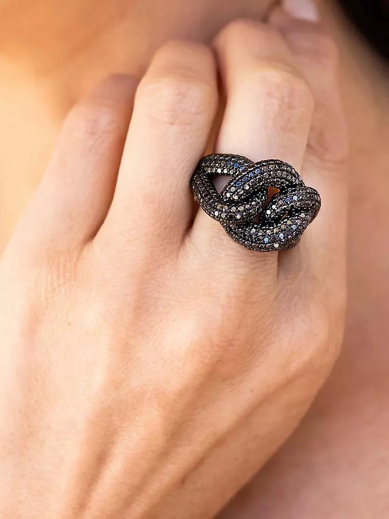 商品Sheryl Lowe|Manier Love Knot Black Sterling Silver & 5.83 TCW Black Diamond Ring,价格¥44700,第2张图片详细描述