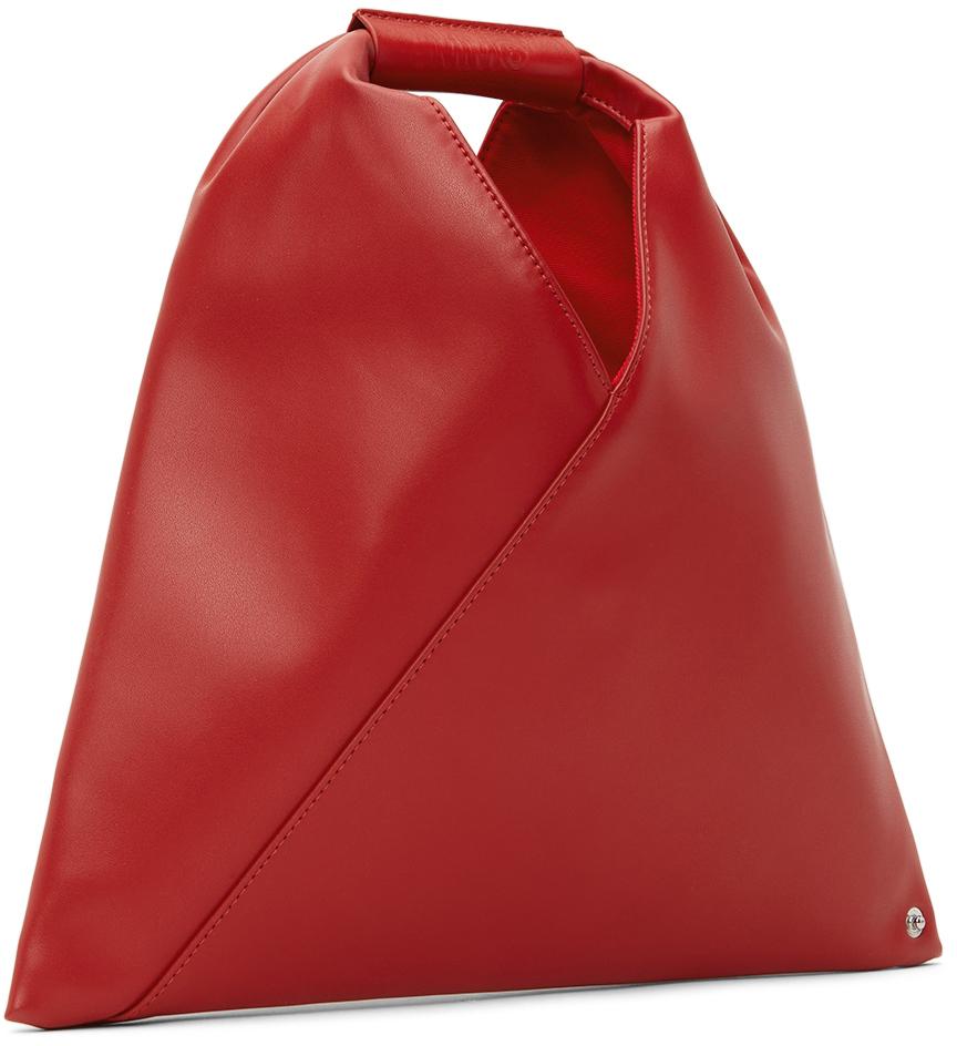 SSENSE Exclusive Red Nano Faux-Leather Triangle Tote商品第2张图片规格展示