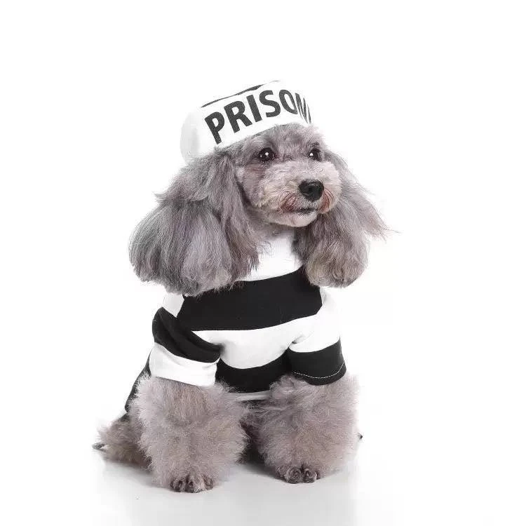 商品Pet Life|Striped Retro Inmate Prisoner Pet Dog Costume Uniform,价格¥214,第3张图片详细描述