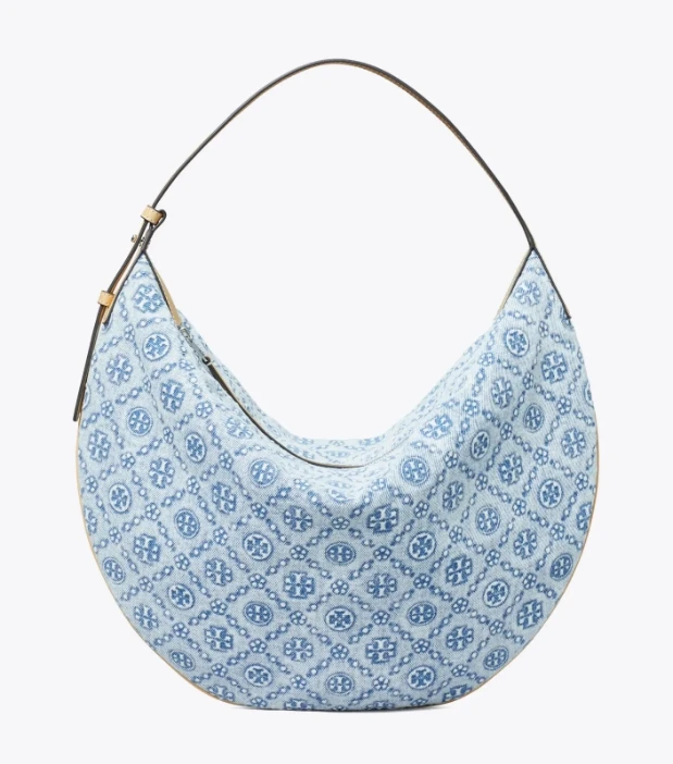 商品Tory Burch|汤丽柏琦T Monogram  撞色压花女士单肩新月包（香港仓发货）,价格¥4476,第1张图片