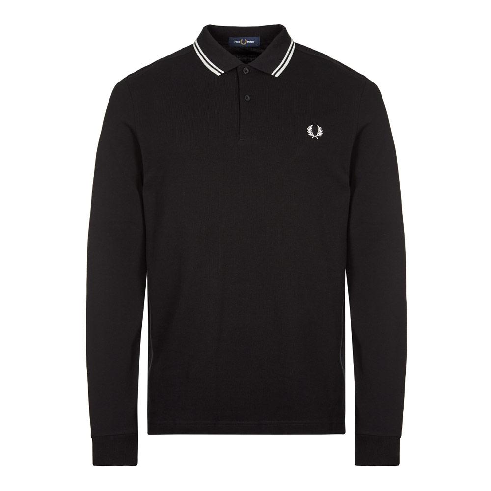 Fred Perry Long Sleeve Twin Tipped Polo Shirt - Black商品第1张图片规格展示