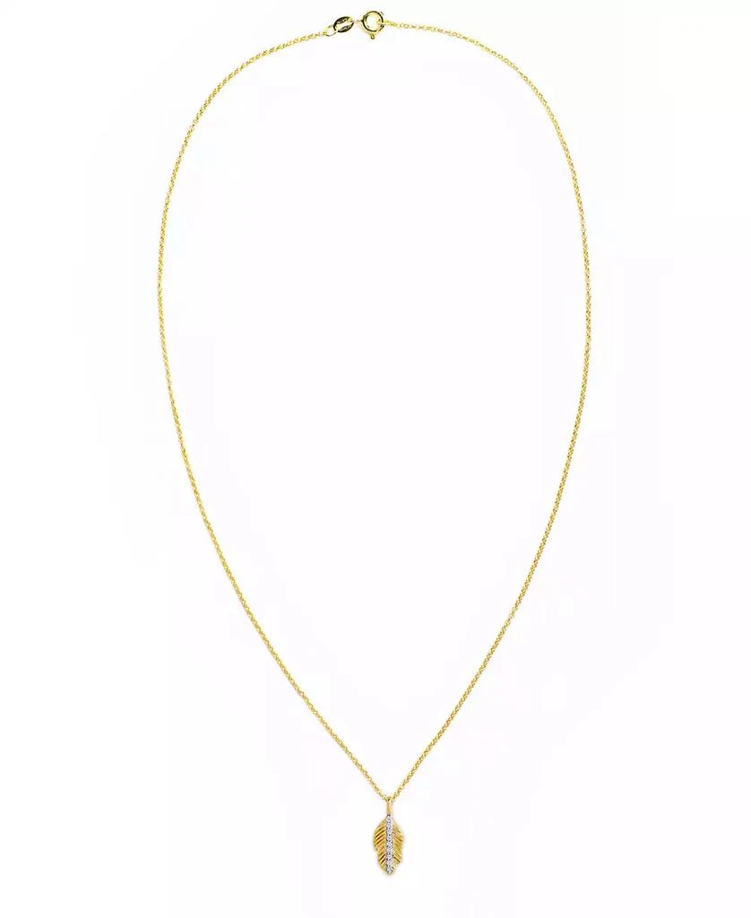 商品Macy's|Diamond 1/10 ct. t.w. Leaf Pendant Necklace in 14K Yellow Gold over Sterling Silver,价格¥1893,第2张图片详细描述