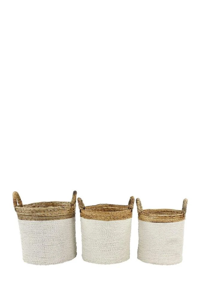 商品GINGER BIRCH STUDIO|White Seagrass Handmade Two-Tone Storage Basket with Handles - Set of 3,价格¥1082,第2张图片详细描述