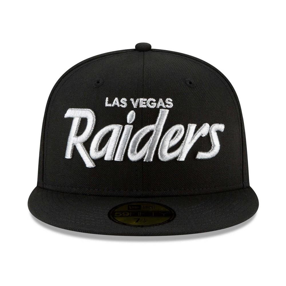 Men's Black Las Vegas Raiders Logo Omaha 59Fifty Fitted Hat商品第3张图片规格展示