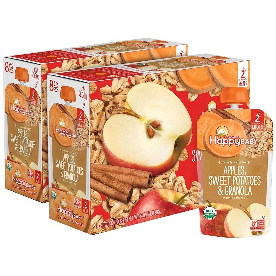 商品Happy Baby|Organics Clearly Crafted Stage 2 Meals Apples, Sweet Potatoes & Granola Pouch Apples, Sweet Potatoes & Granola, Single Pouch,价格¥15,第1张图片