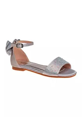 商品Badgley Mischka|Mischka Girls Open Toe And Ankle Strap Buckle Flat Sandals,价格¥545,第1张图片详细描述