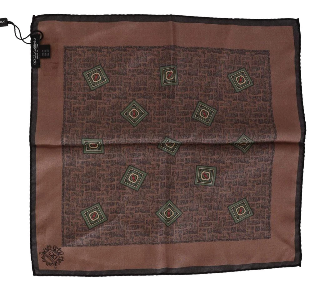 商品Dolce & Gabbana|Dolce & Gabbana Brown Patterned Silk Square Handkerchief Scarf,价格¥979,第1张图片