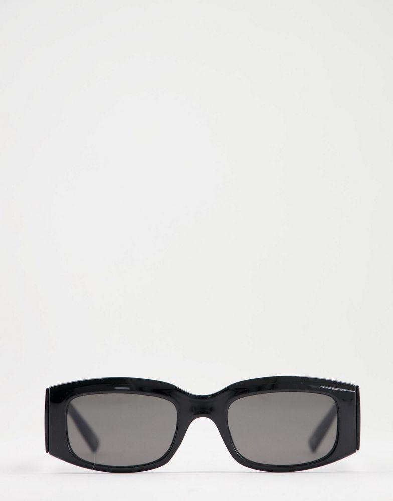 ASOS DESIGN mid square sunglasses with wide temple in black商品第2张图片规格展示