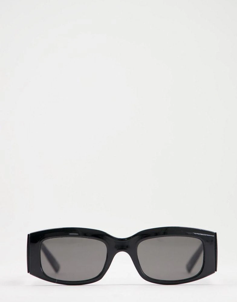 商品ASOS|ASOS DESIGN mid square sunglasses with wide temple in black,价格¥76,第2张图片详细描述