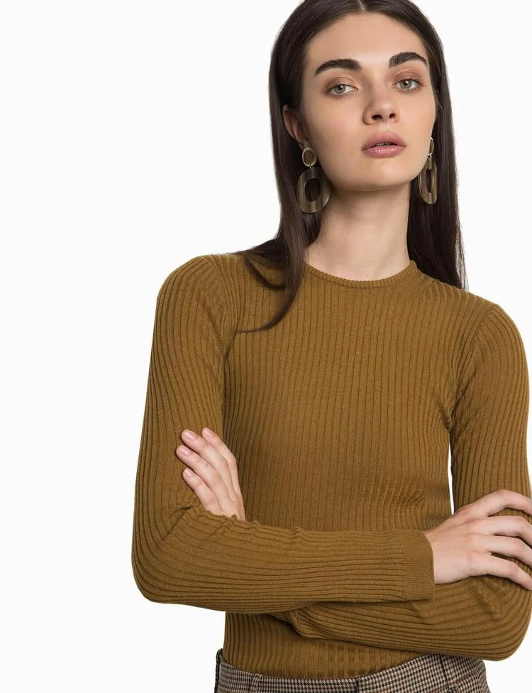 商品Pixie Market|Mustard Ribbed Knit Top,价格¥424,第1张图片