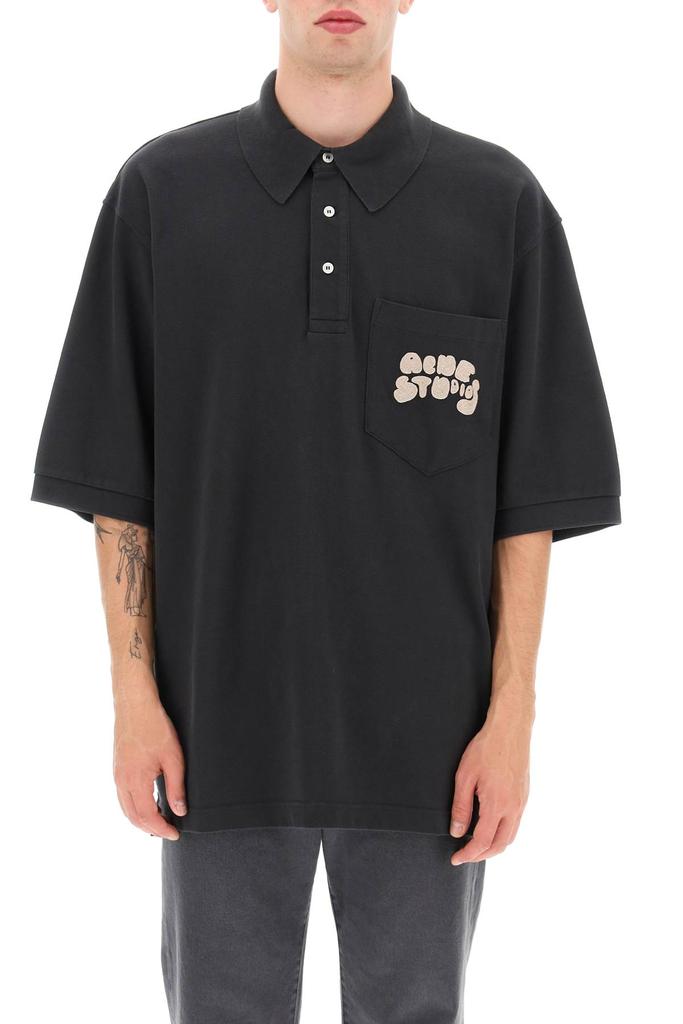 Acne Studios Oversized Polo Shirt With Embroidered Logo商品第2张图片规格展示