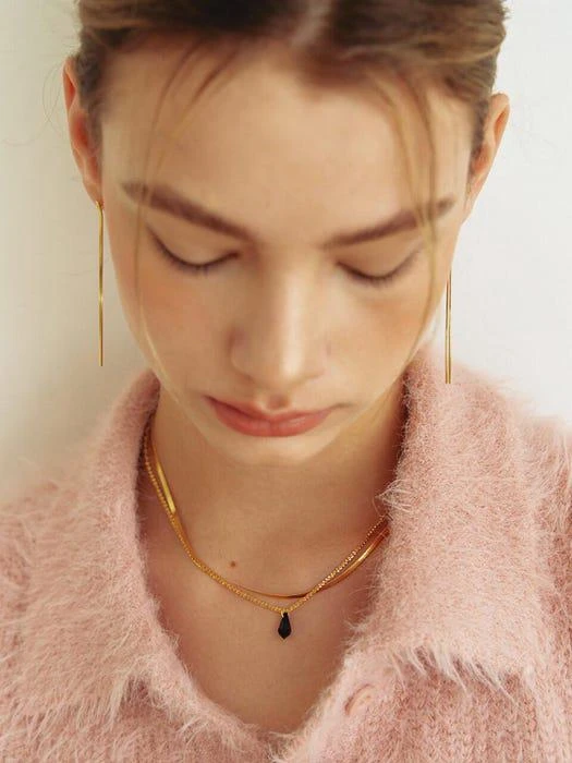 商品DEEPBROW|Crystal glitter chain necklace (Silver 925),价格¥642,第5张图片详细描述