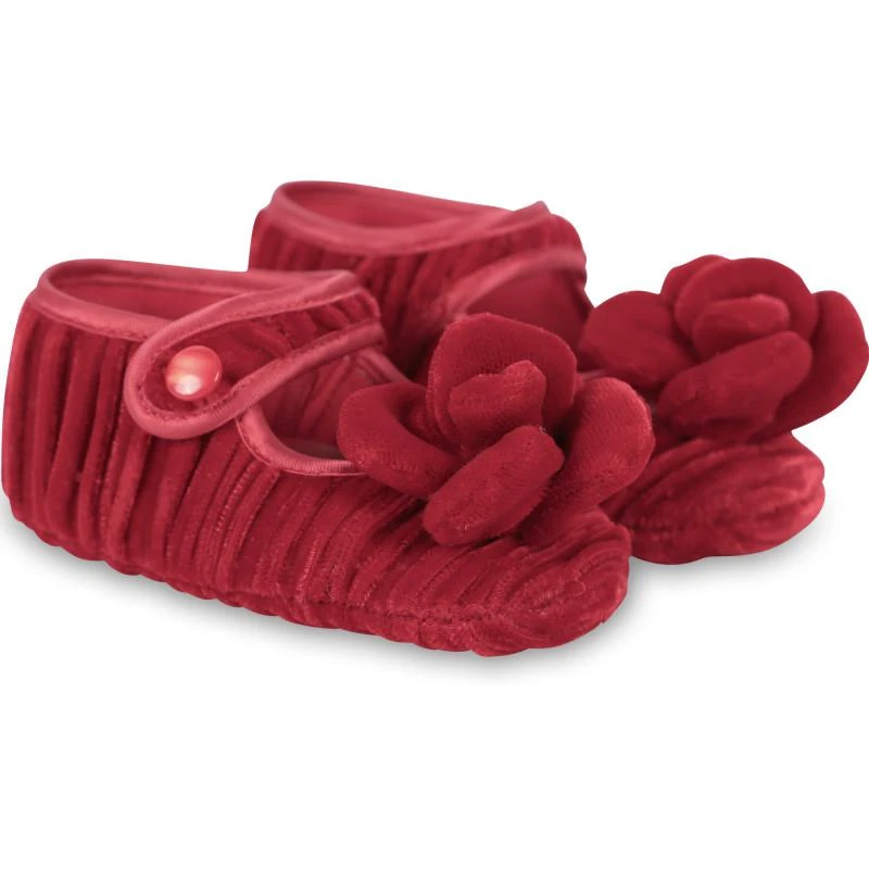 商品MONNALISA|Rose applique corduroy baby shoes in red,价格¥1040,第1张图片