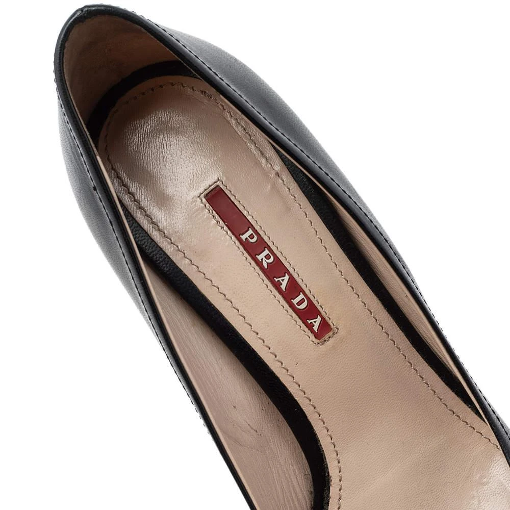 Prada Black Leather Bow Pointed Toe Pumps Size 38 商品