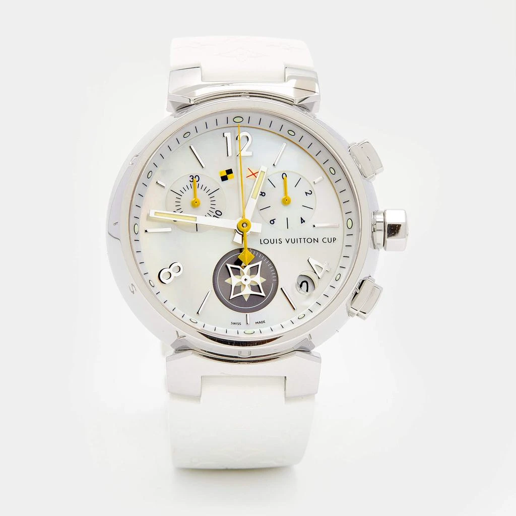 商品[二手商品] Louis Vuitton|Louis Vuitton Mother of Pearl Stainless Steel Rubber Tambour Lovely Cup Q11BA Women's Wristwatch 39 mm,价格¥8630,第1张图片