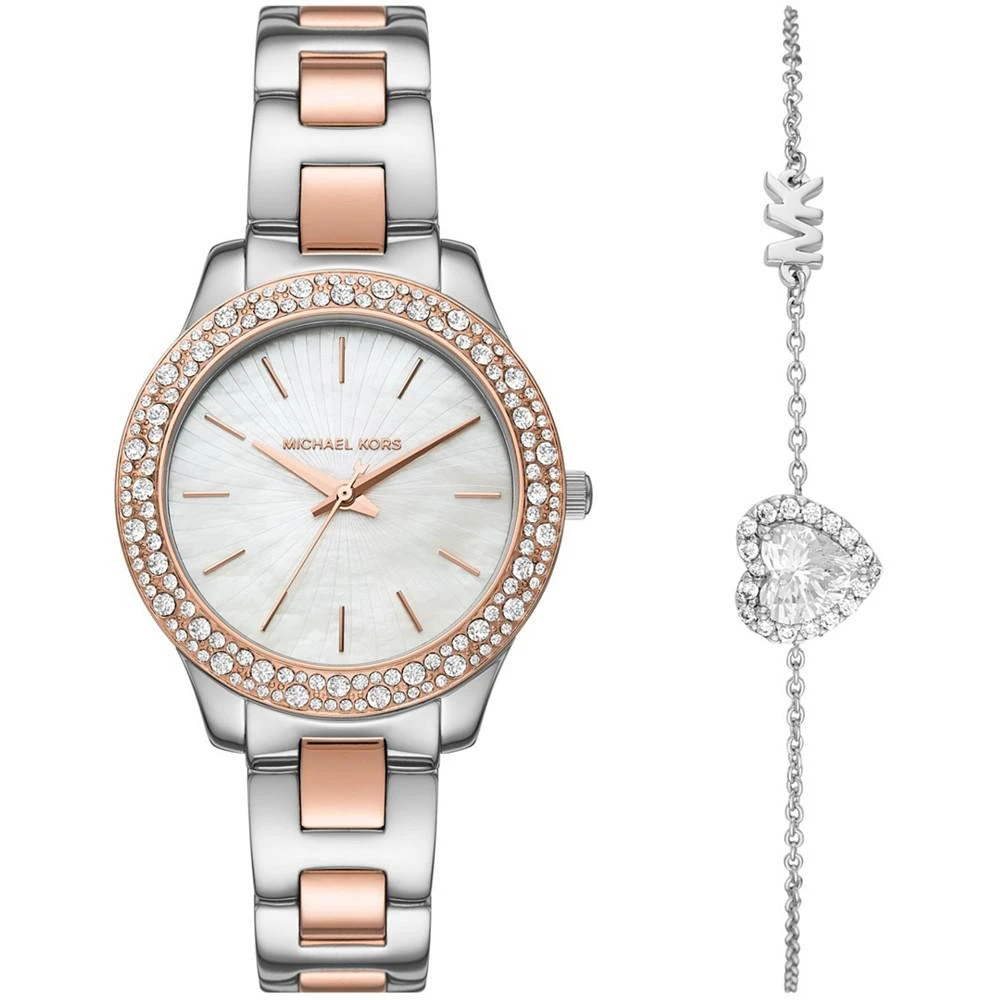 商品Michael Kors|Women's Liliane Two-Tone Stainless Steel Bracelet Watch, 36mm and Bracelet Gift Set,价格¥1566,第1张图片