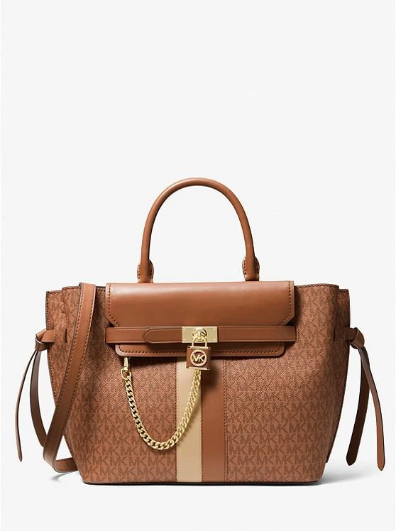 商品Michael Kors|Hamilton Legacy Large Logo Stripe Belted Satchel,价格¥1344,第1张图片