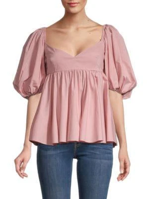 商品CAROLINE CONSTAS|Leigh Puff-Sleeve Top,价格¥833,第1张图片详细描述