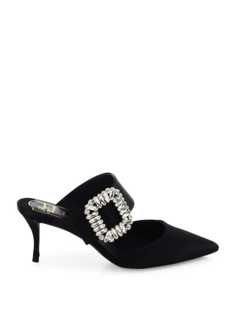 商品Roger Vivier|Crystal-Buckle Satin Mules,价格¥13140,第5张图片详细描述