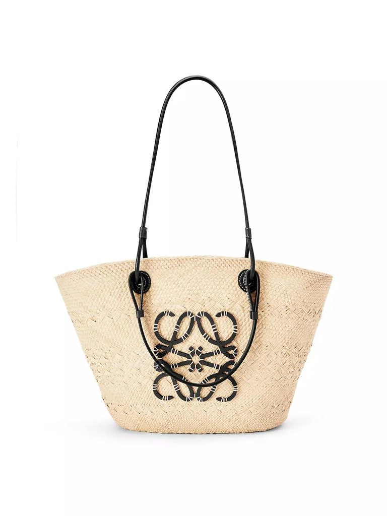 商品Loewe|LOEWE x Paula's Ibiza Anagram Leather-Trimmed Iraca Basket Bag,价格¥9295,第1张图片