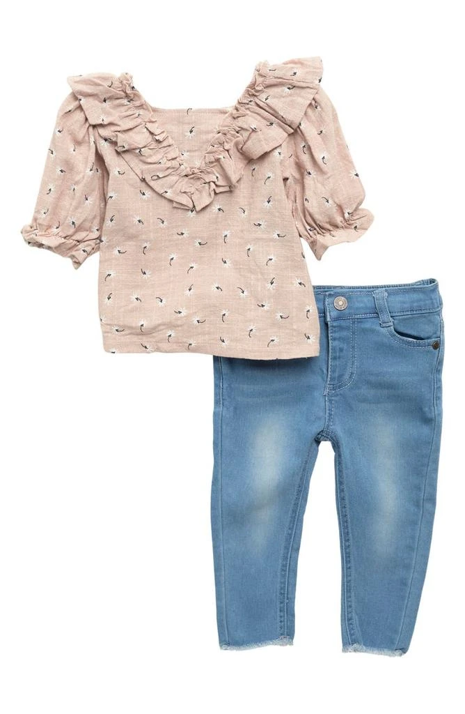 商品Jessica Simpson|Woven Slub Gauze Top & Denim Jeggings Set,价格¥125,第1张图片