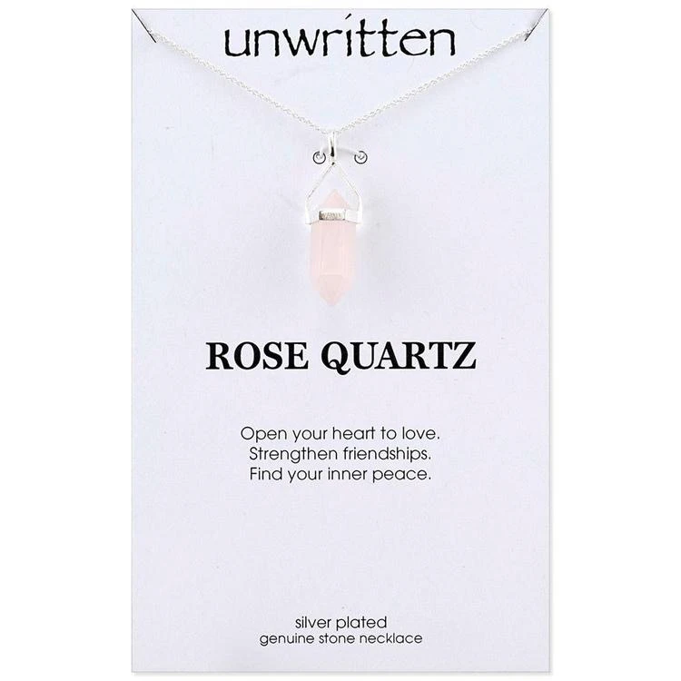 商品Unwritten|Rose Quartz (31 x 2-1/2 mm)Crystal Pendant Necklace in Sterling Silver,价格¥180,第1张图片