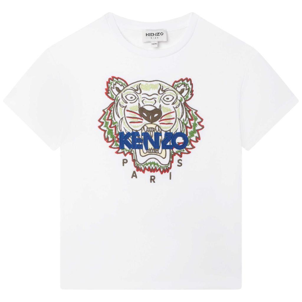 商品Kenzo|Kenzo Kids T-shirt Bianca Con Iconica Tigre E Logo,价格¥815,第1张图片