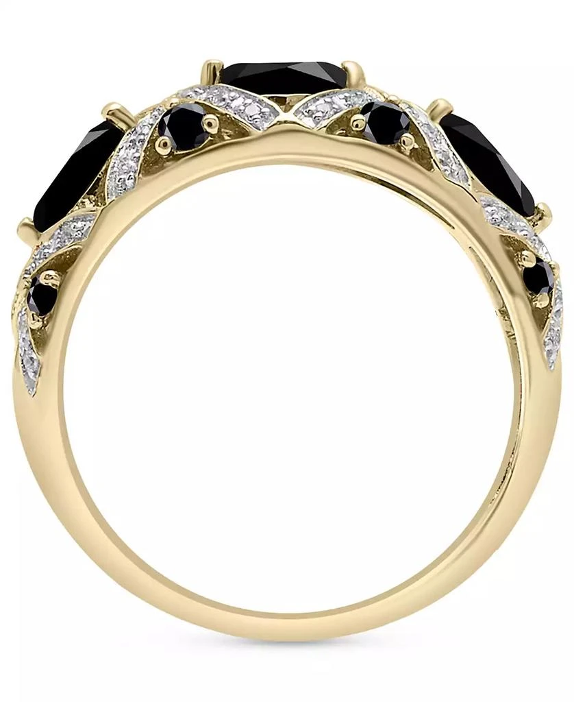 商品Macy's|Onyx & Lab-Grown White Sapphire (1/20 ct. tw.) Cluster Statement Ring in 14k Gold-Plated Sterling Silver,价格¥3086,第3张图片详细描述