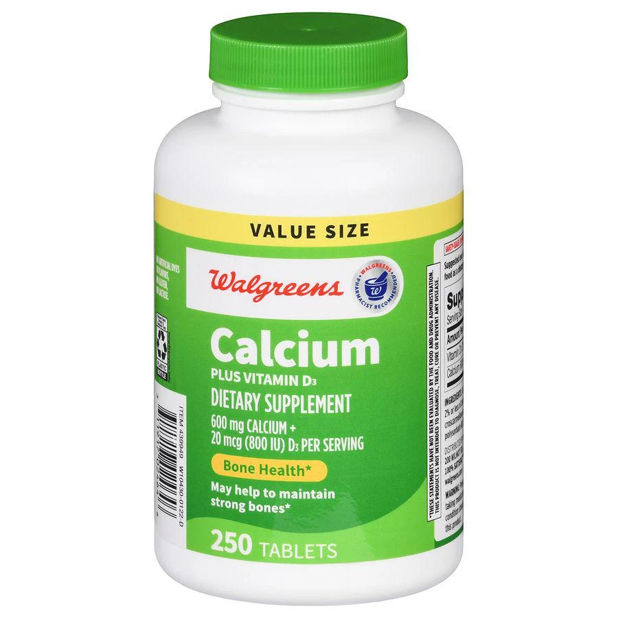 商品Walgreens|Calcium 600 mg Plus Vitamin D3 20 mcg Tablets,价格¥124,第1张图片