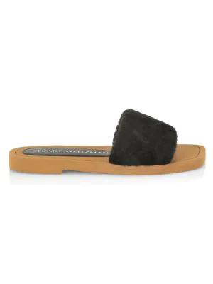 Women's Cammy Shearling-Strap Slide Sandals商品第1张图片规格展示