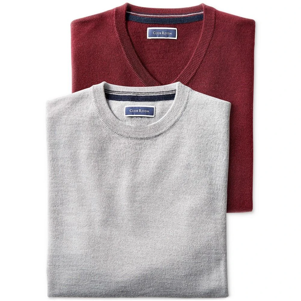 商品Club Room|Men's Solid V-Neck Merino Wool Blend Sweater, Created for Macy's,价格¥222,第2张图片详细描述
