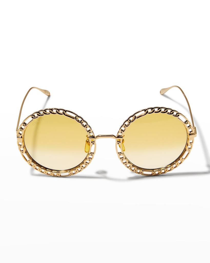 商品Gucci|Chain Round Metal Sunglasses w/ Straps,价格¥6004,第5张图片详细描述