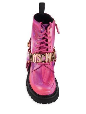 Patterned Logo Leather Booties 商品
