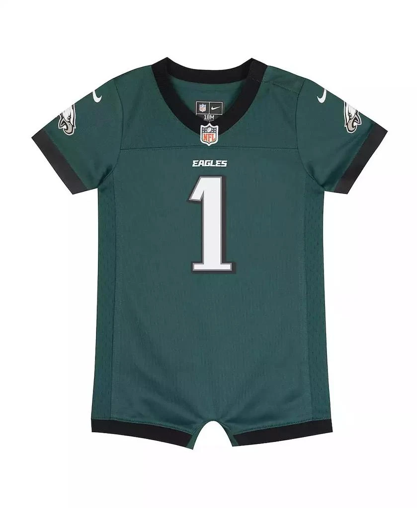 商品NIKE|Newborn and Infant Boys and Girls Jalen Hurts Midnight Philadelphia Eagles Game Romper Jersey,价格¥299,第3张图片详细描述