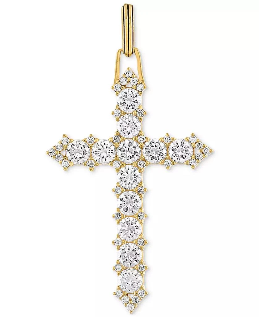 商品Esquire Men's Jewelry|Cubic Zirconia Cross Pendant in 14k Gold-Plated Sterling Silver, Created for Macy's,价格¥1517,第1张图片
