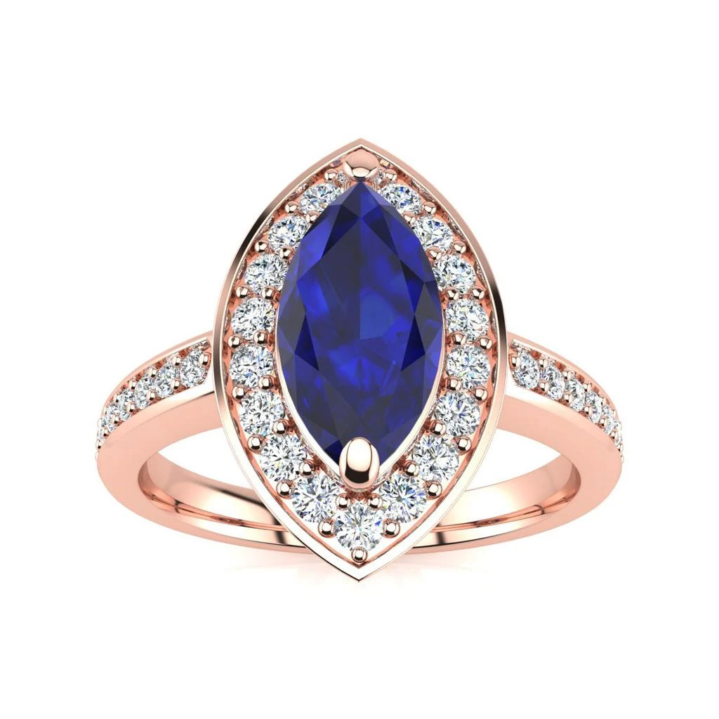 商品SSELECTS|1 Carat Marquise Blue Sapphire And Diamond Ring In 14 Karat Rose Gold,价格¥3340,第1张图片