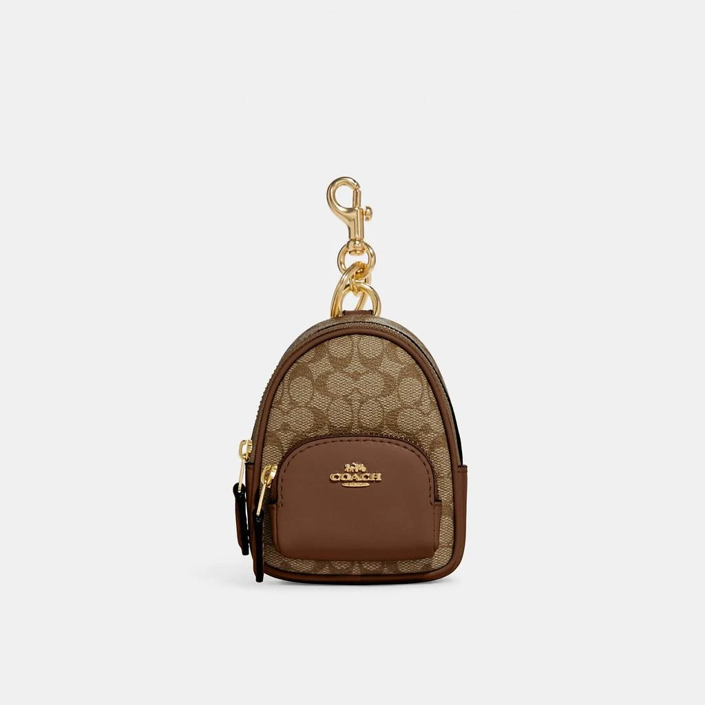 商品Coach|Coach Outlet Mini Court Backpack Bag Charm In Signature Canvas,价格¥489,第1张图片