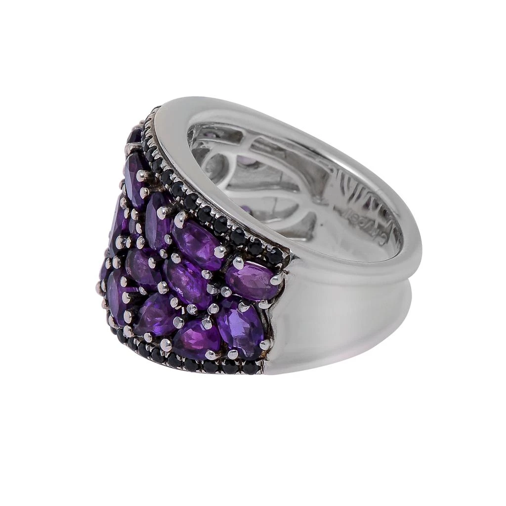 商品Charles Krypell|Charles Krypell Roxy Sterling Silver and Amethyst, and Black Sapphire 0.51ct. tw. Band Ring Sz. 6.25,价格¥5975,第1张图片