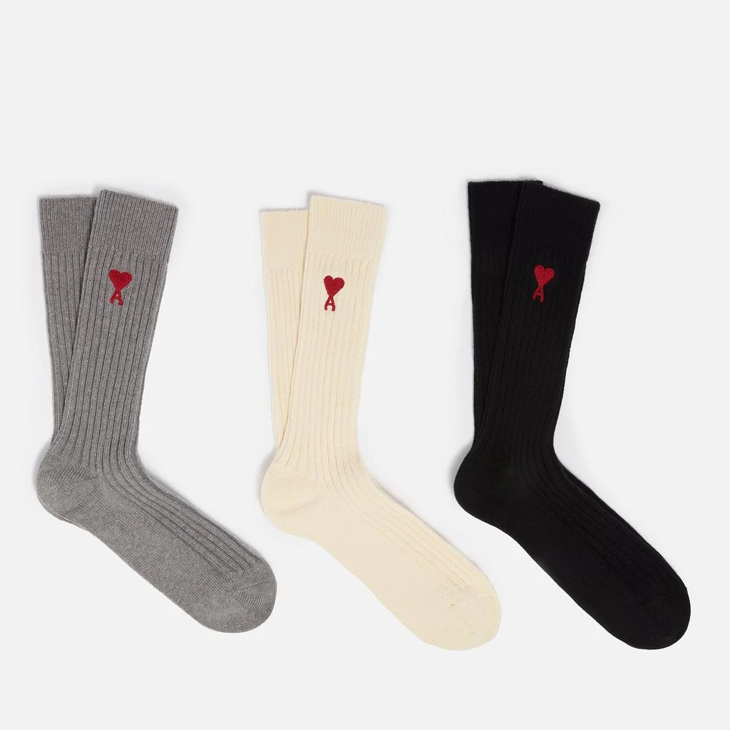 商品AMI|AMI de Coeur Three-Pack Cotton-Blend Socks,价格¥813,第1张图片