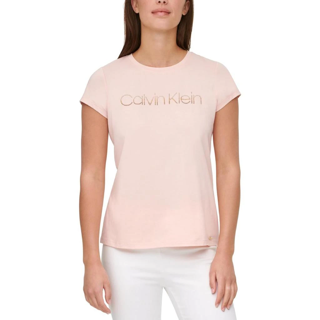 商品Calvin Klein|Calvin Klein Womens Rhinestone Crewneck T-Shirt,价格¥138,第2张图片详细描述