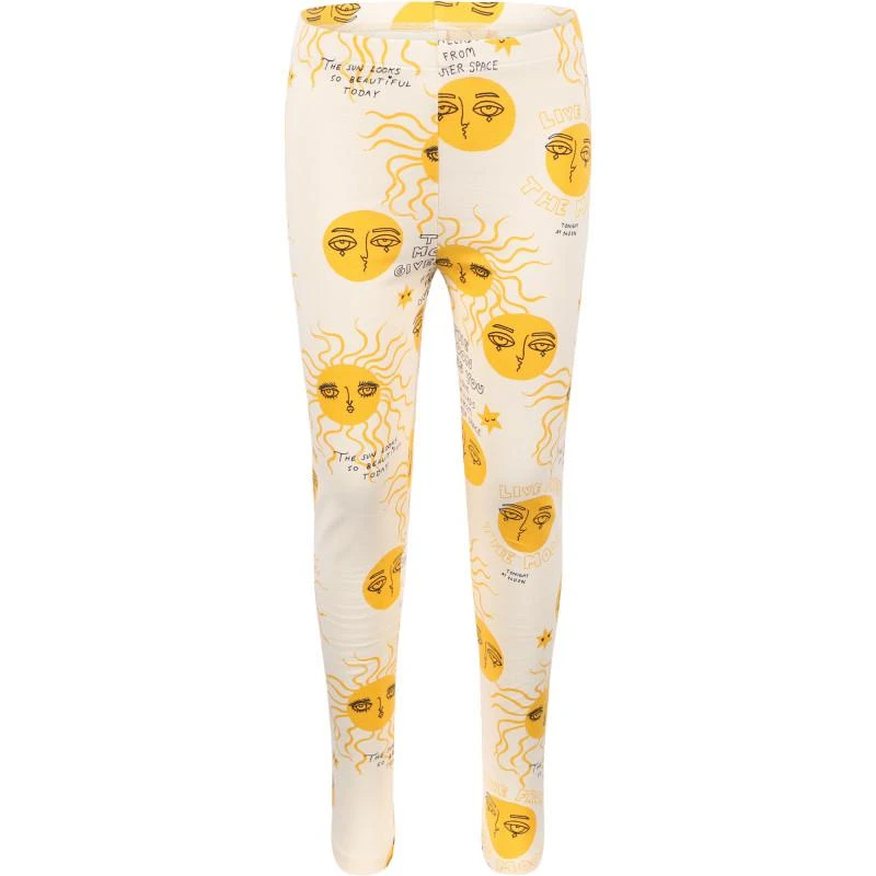 商品Mini Rodini|Moon and sun leggings in white and yellow,价格¥342,第1张图片