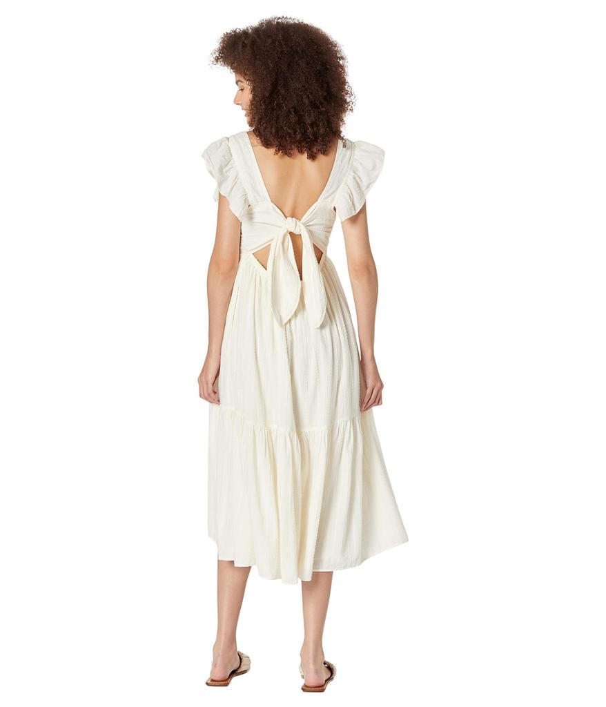 Ruffle-Strap Tiered Midi Dress in Textural Stripe商品第2张图片规格展示