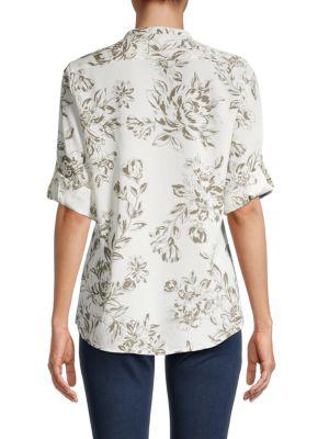 Floral-Print Rolled-Cuff Shirt商品第2张图片规格展示
