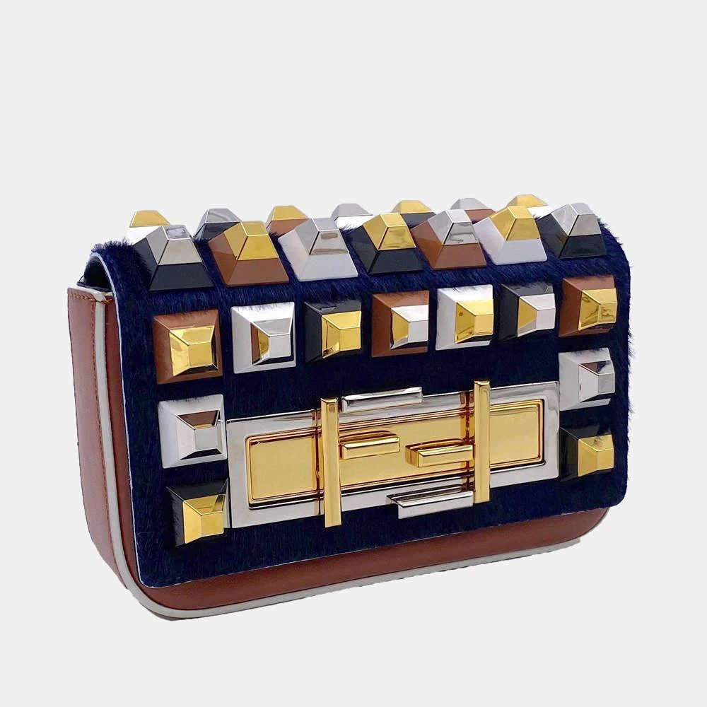 商品[二手商品] Fendi|Fendi Tan Pyramid Studs Leather 3 Baguette Perspex Mini Bag,价格¥10247,第2张图片详细描述