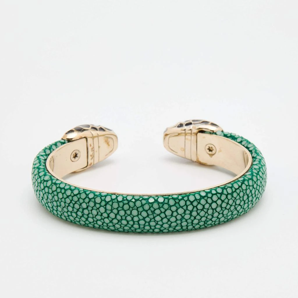 商品[二手商品] BVLGARI|Bvlgari Serpenti Forever Gold Plated Green Galuchat Leather Cuff Bracelet,价格¥3088,第3张图片详细描述