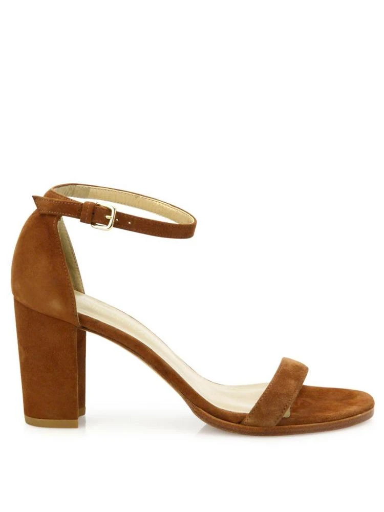 商品Stuart Weitzman|Nearlynude Suede Block-Heel Sandals,价格¥2986,第5张图片详细描述