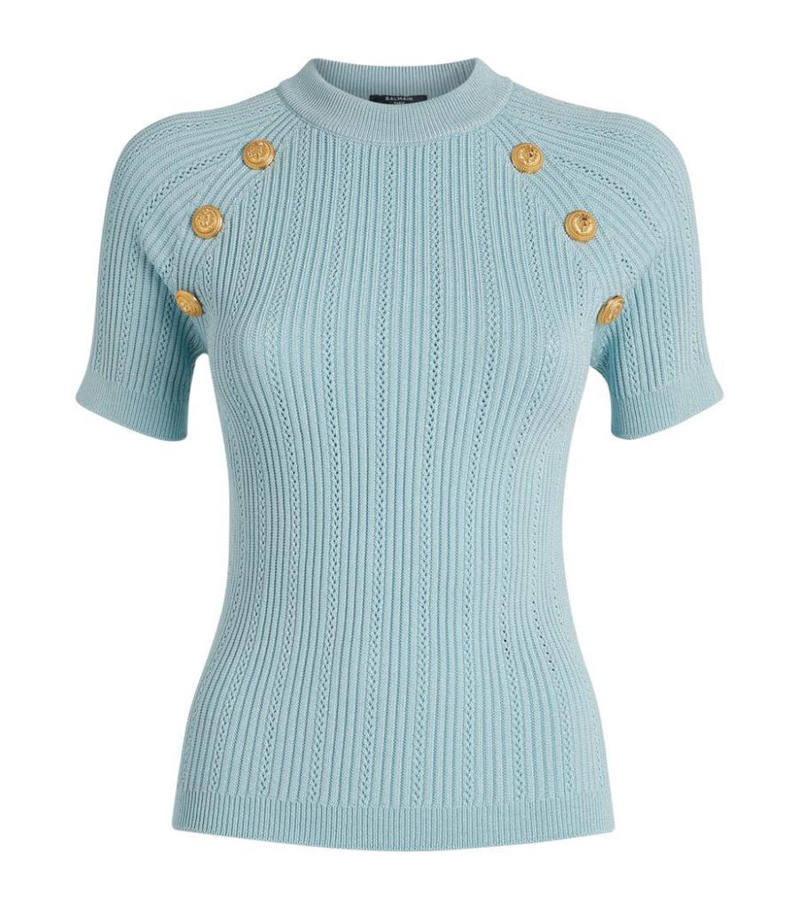 商品Balmain|Knitted Short-Sleeved Top,价格¥8383,第1张图片